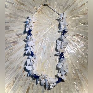 White and Blue Seashell Necklace